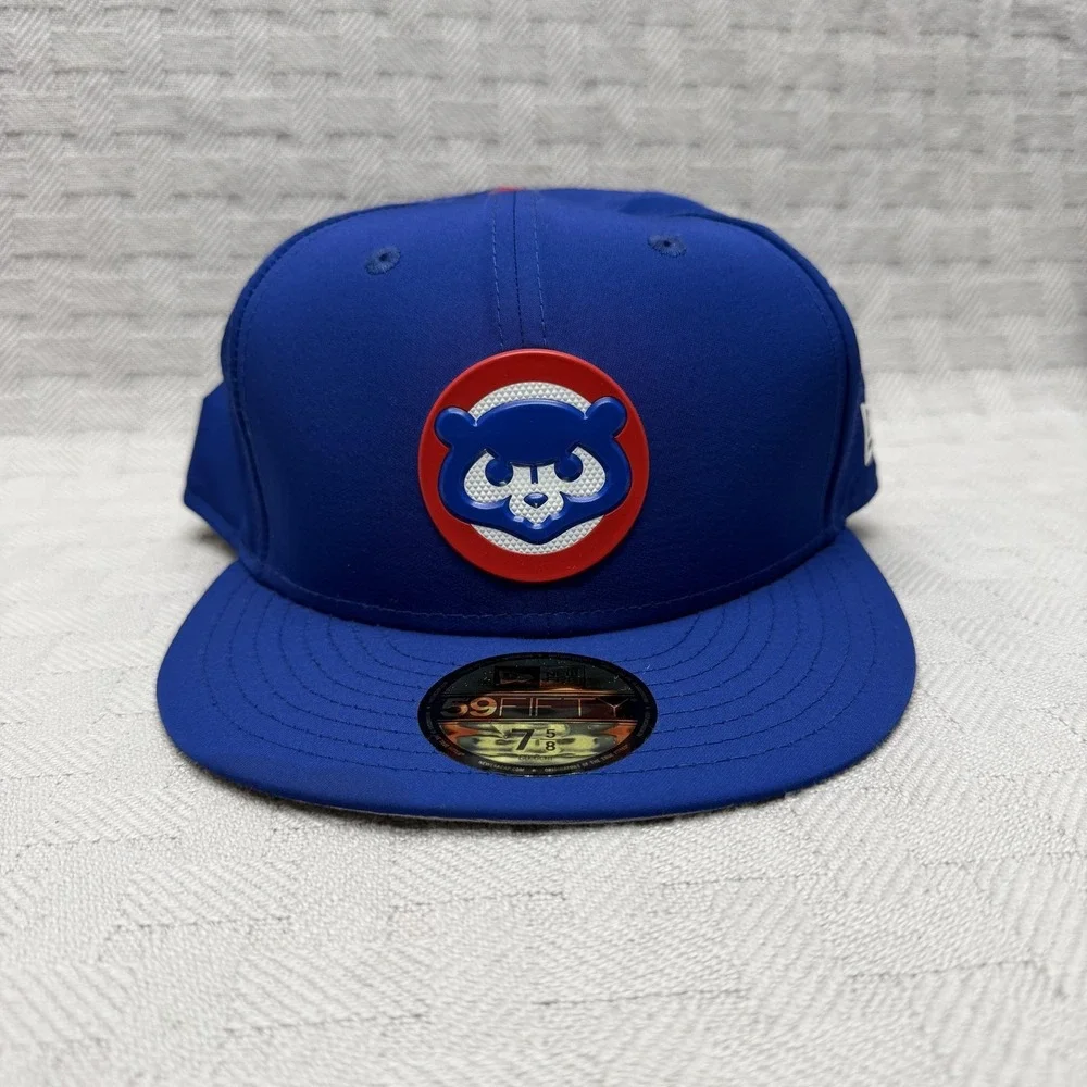 Chicago Cubs Hat Cap‎ Fitted Mens 7 5/8 Blue MLB Baseball New Era 59FIFTY